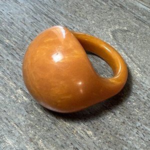 Vintage Costume Chunky Butterscotch Plastic Mod Domed Ring